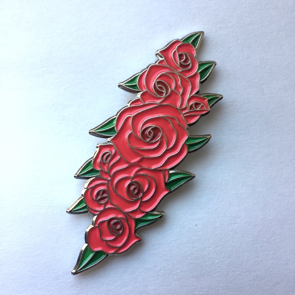 Large Rose Bolt Enamel Pin